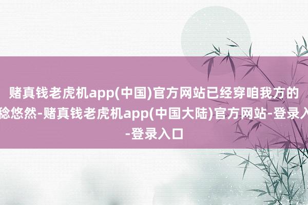 赌真钱老虎机app(中国)官方网站已经穿咱我方的一稔悠然-赌真钱老虎机app(中国大陆)官方网站-登录入口